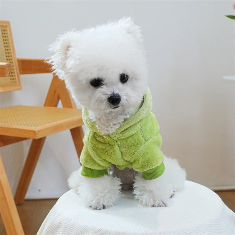 Autumn Winter Pet Dog Costumes Green Dinosaur Christmas Fleece Overalls Sweatshirts for Small Puppy Funny New Year Cat Clothing
