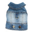 Dark Washed Dog Denim Jacket for Small Medium Dogs, Puppy Sleeveless Jeans Coat with D Ring Chihuahua Yorkie Clothes Pet Apparel