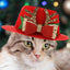 Red Pet Hats For Christmas Dog Hats Bow Tie Christmas Deer Pattern Pet Hats Soft Cute Christmas Ornaments Adjustable Pet Costume
