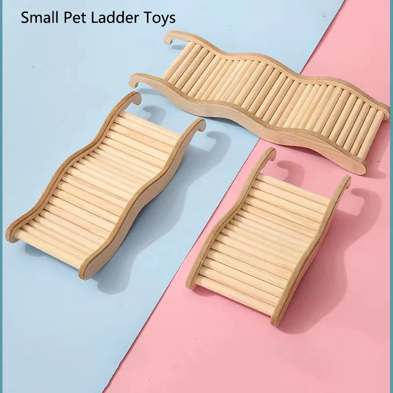 Smooth Hamster Hideaway Wooden Hamster House with Climbing Ladder Small Pet Castle Arch Bridge for Dwarf Mice Gerbils Small Pets