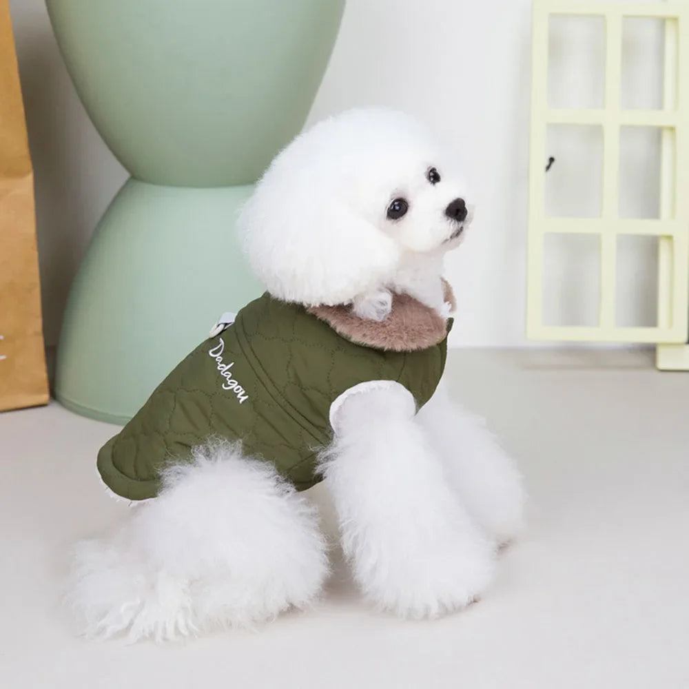 Winter Warm Fur Collar Dog Jacket Windproof & Waterproof Dog Clothes for Small Dogs Puppy Vest Chihuahua Yorkie Coat Pet Costume