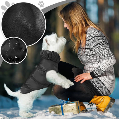 Winter Dog Down Jacket for Small Medium Dogs, Thicken Warm Puppy Puffer Jacket Turtleneck Padded Coat Cold Weather Dog Clothes