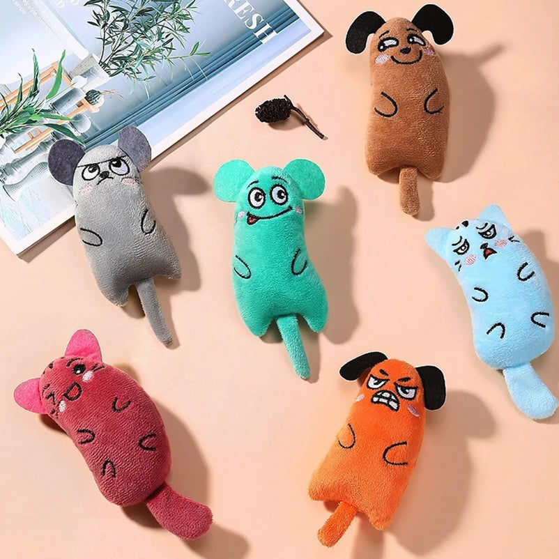 Cartoon cat and dog shaped toys, bite-resistant puppy plush dolls, cat self-entertainment teeth grinding and cleaning interactiv