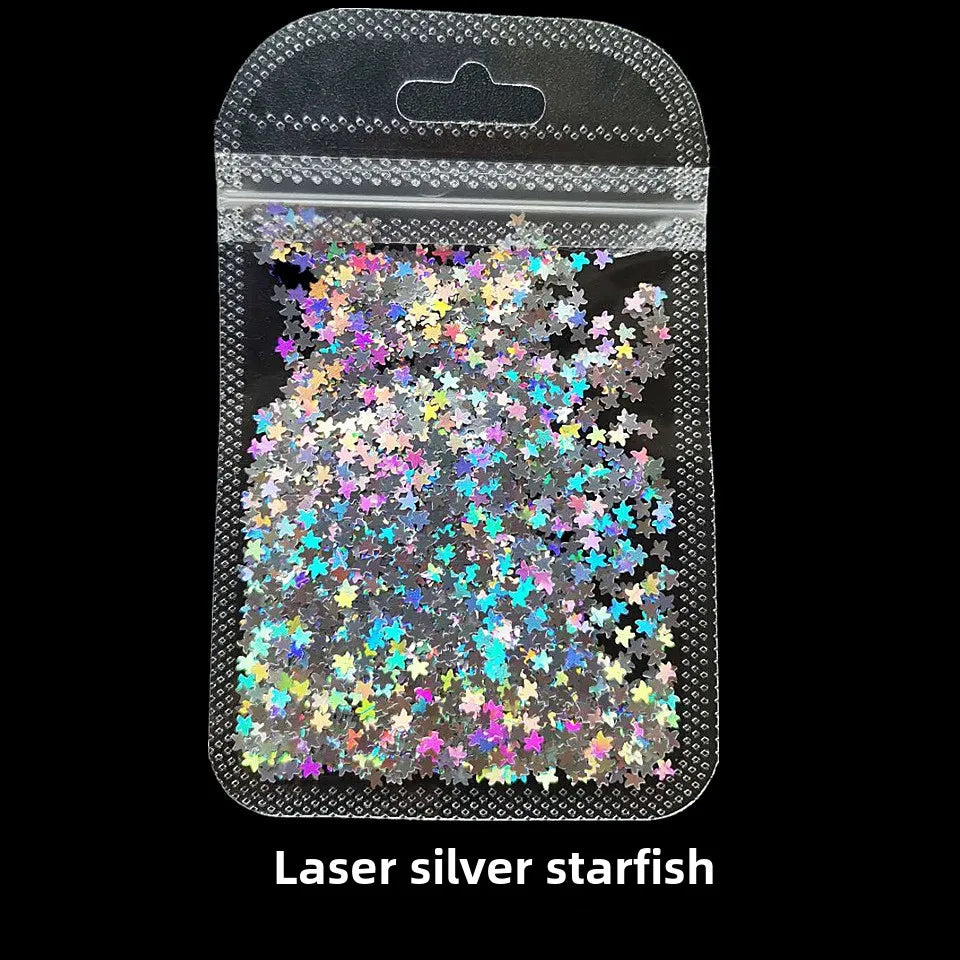 Cross-border Supply 10G BaG Laser Sequins Laser Four-pointed Star Butterfly Star DIY Crystal Glue Material