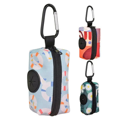 Poop Bag Holders Canvas Dog Poop Bag Holder With Graphic Print Portable Doggie Bag Holder Animal Waste Collection Pouch