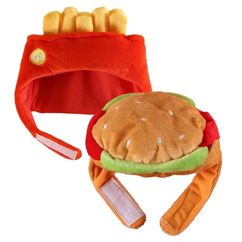 Cat Hats Halloween Dog Funny Cosplay Costume Hamburger Hats Burger-Shaped Puppy Costume Accessory Headwear for Cats Dogs Puppy