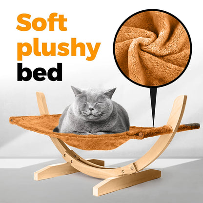 Cat Bed Elevated Cat Hammock Wooden Frame with Cushion for Cats Rest and Sleep Comfortable Indoor Cat Supplies Pet Furniture