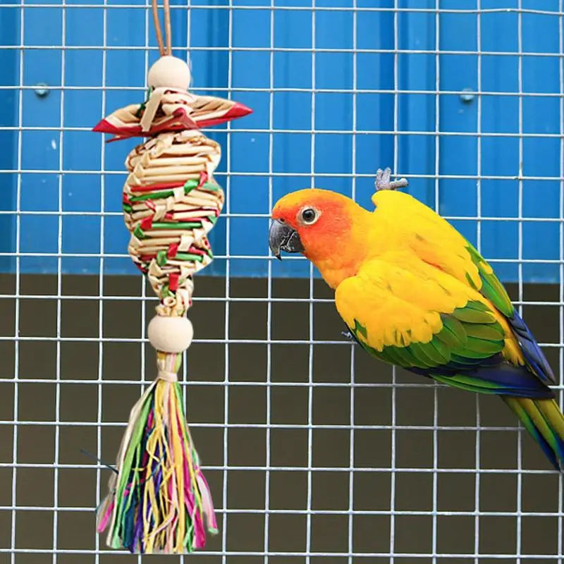 Parrot Foraging Toy Bird Perch Toys With Shredding Foraging Bird Shredded Paper Cage Accessories For Cockatiel Lovebird
