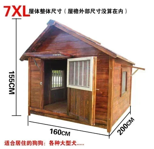Dog House Outdoor Waterproof  Solid Wood Dog Villa with Yard Outdoor Rainproof Type Four Seasons Universal Pet Kennel