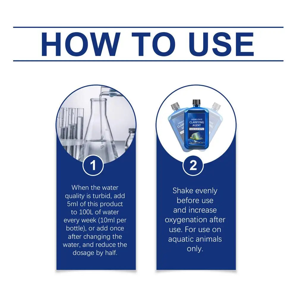 Fish Tank Clarifier Solution 100ml Purify Aquarium Water Clarifier Liquid Solution Improves Water Clarity Freshwater Purifier