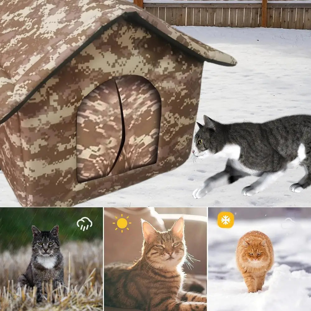 Outdoor Cat House Weatherproof Insulated Feral Cat Shelter Insulated Outside Feral Cat House Shelter With Door Pet House Cold