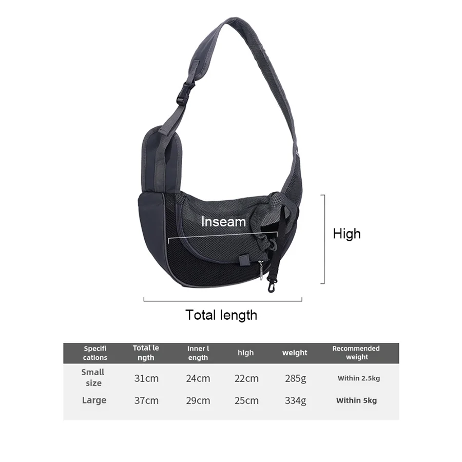 One shoulder cat bag, cat and dog travel portable, one shoulder crossbody pet bag, breathable mesh outdoor pet backpack