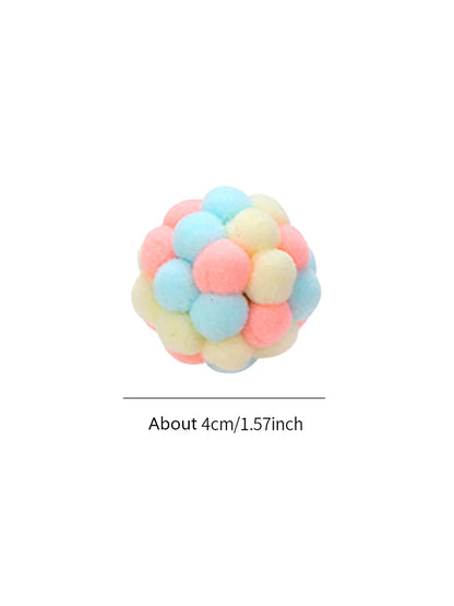 Cat toys Colorful handmade bell ball Elastic ball interactive chase pet supplies