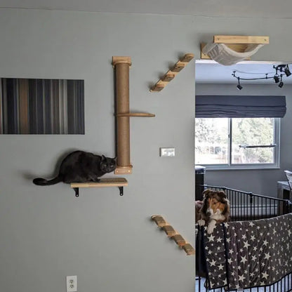 1 Piece Cat Tree Wall Mounted Furniture Scratcher Shelves Cat House Cat Big Platform and Scratching Post for Kitten Playing