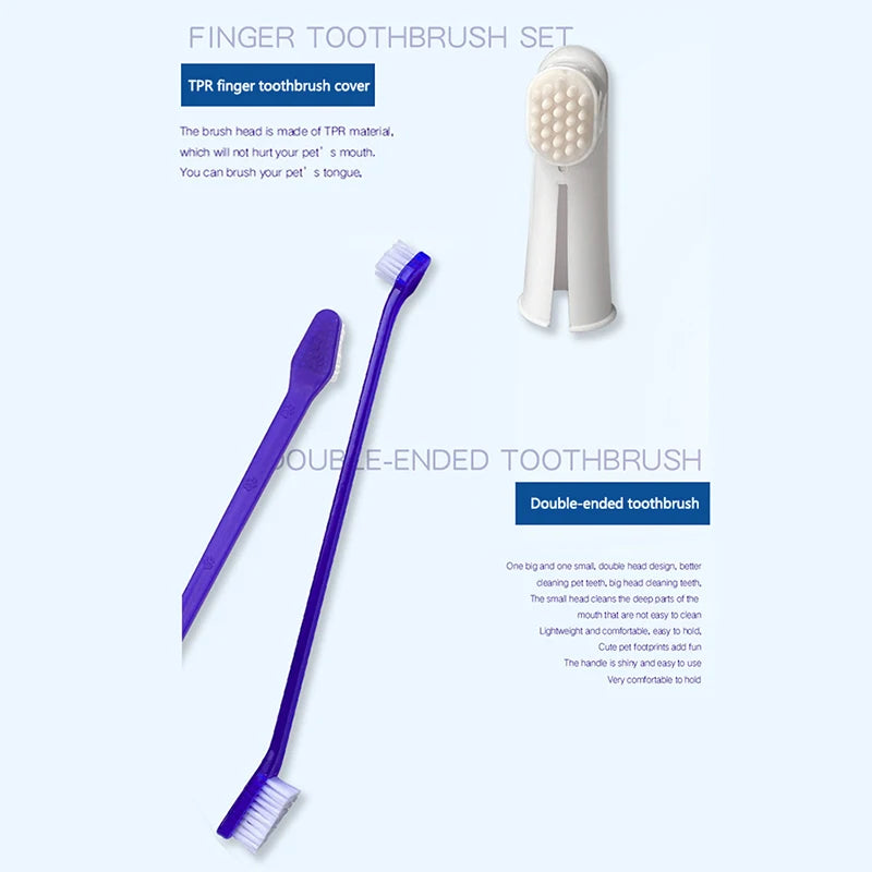 Pets Tartar Control Kit for Dogs Contains Toothpaste Toothbrush and Fingerbrush 4-Piece Dental Care