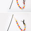 Rainbow Caterpillar Teaser Cat Stick Feather Top Durable Bite Resistant Pet Cat Toy Interactive Lightweight Handle Kitten Tools