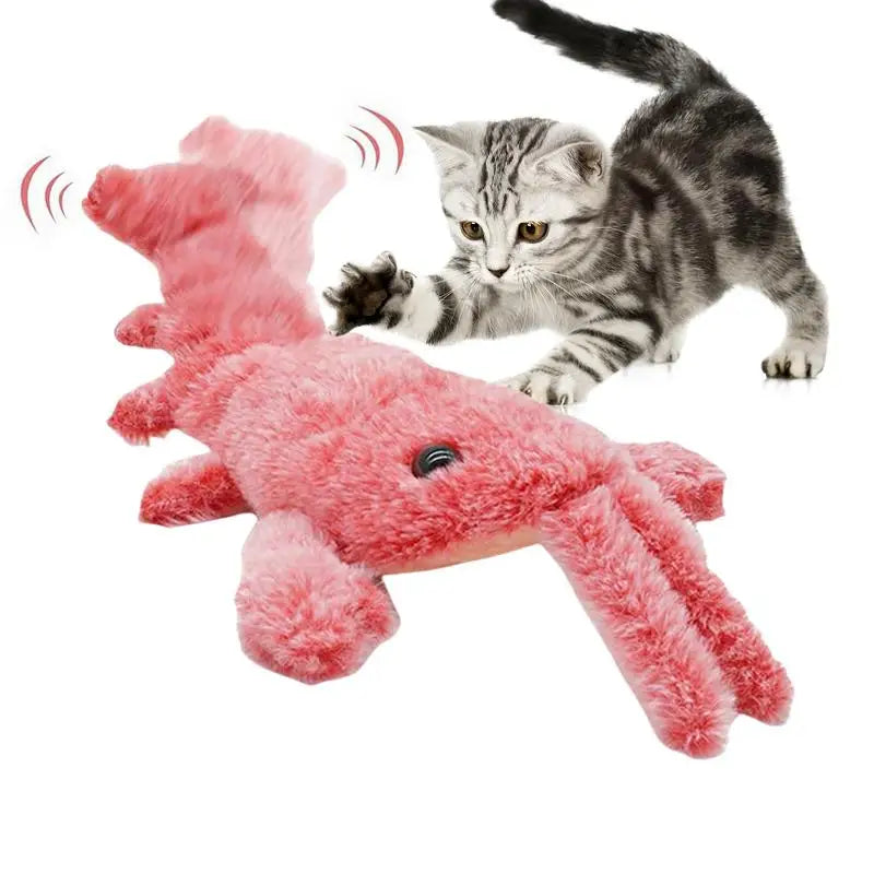 Pet Electric Plush Toy Puppy Dog Cat Interactive Plush Lobster Electric Toy Rechargeable Pet  Toy With Removable Catnip Bag