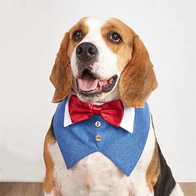 High Quality Puppy Big Dog Bibs Triangle Scarf Handsome Pet Wedding Suit Neck Accessories for Small Medium Dogs mascotas Costume