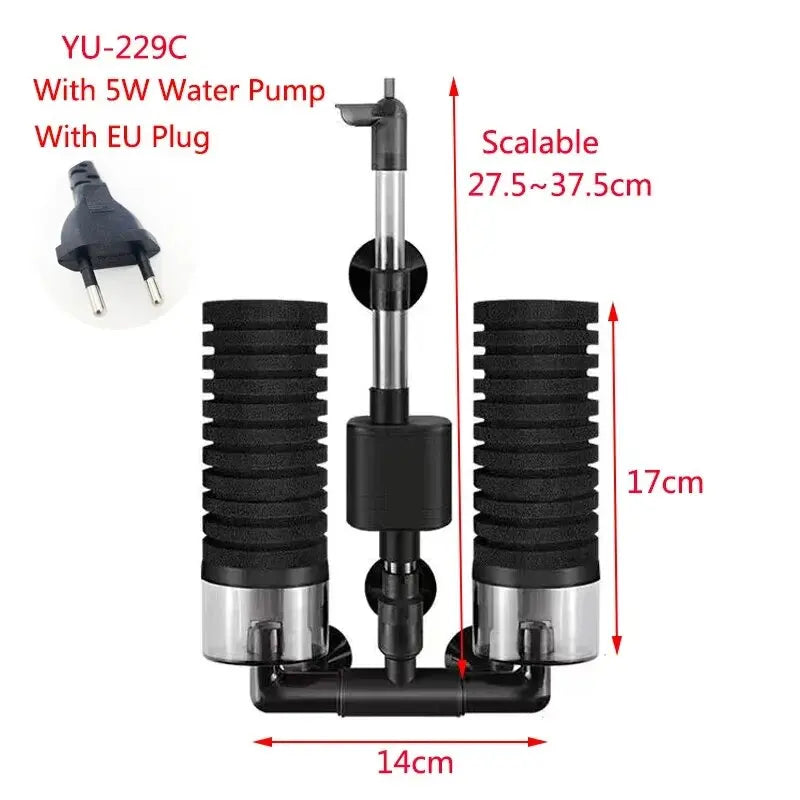 Aquarium Filter With Water Pump For Fish Tank Air Pump Skimmer Biochemical Sponge Filter Aquarium Bio Filters Filtro Aquario