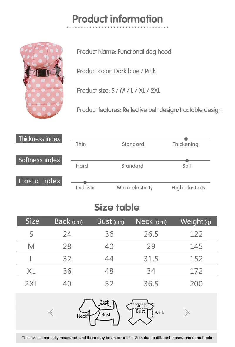Winter Reflective Large Pet Dog Jacket With Harness Warm Clothes For Labrador Waterproof Coat Chihuahua French Bulldog Outfits