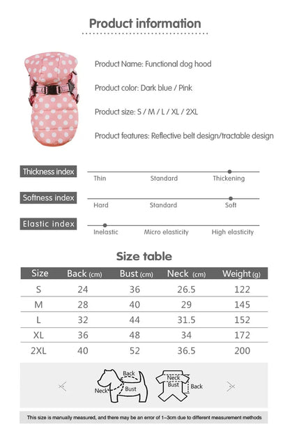 Winter Reflective Large Pet Dog Jacket With Harness Warm Clothes For Labrador Waterproof Coat Chihuahua French Bulldog Outfits