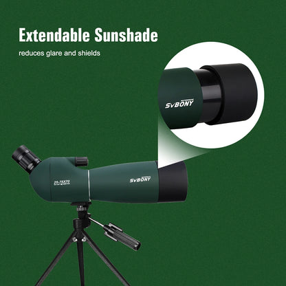 SVBONY 25-75x70 Telescope Spotting Scope Powerful Zoom Monocular FMC BAK4 Waterproof For Bird Watching Target Shotting