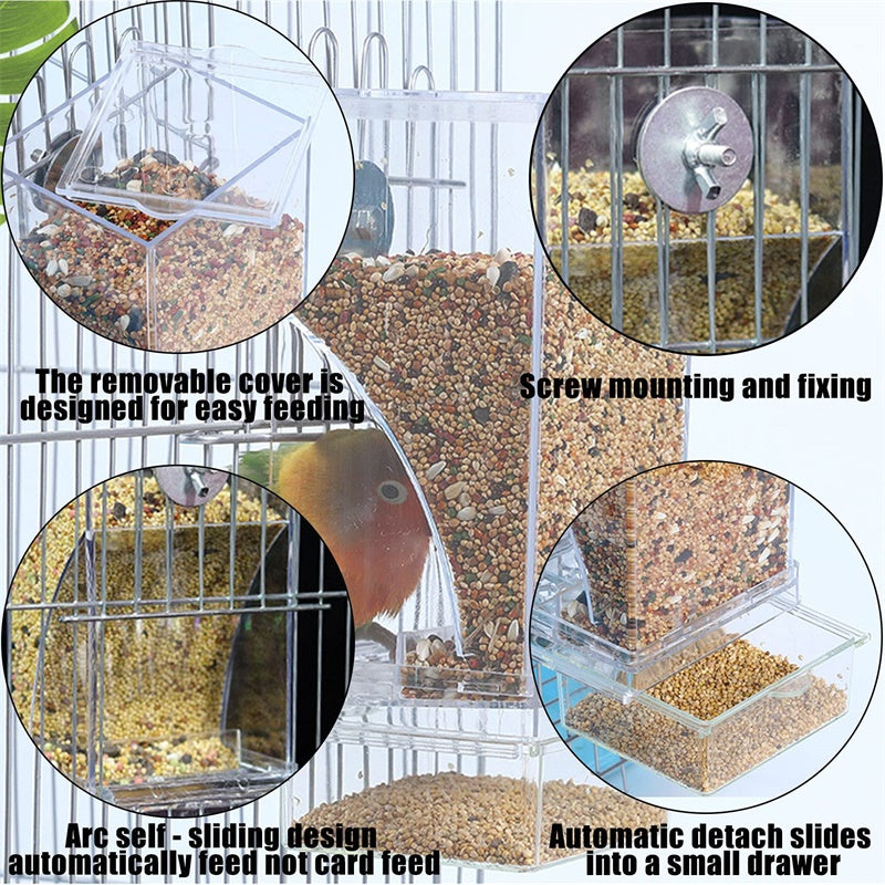 Bird Feeder Automatic Parrot Feeder Beverage Acrylic Seed Food Container Small And Medium-Sized Parrot Cage Accessories