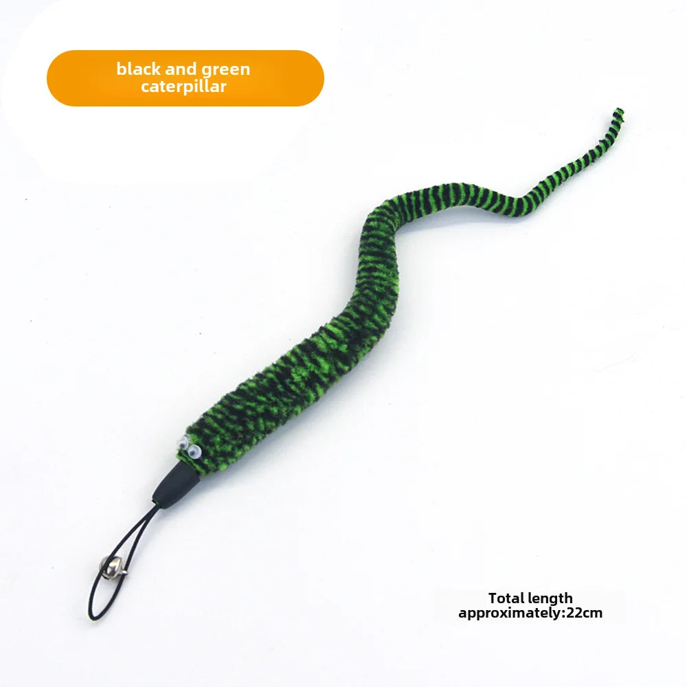 Cross-border cat teasing stick replacement head rainbow caterpillar wood teana stick cat toy funny cat bell hair ball replace...