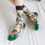 5 Pairs/Set France Hipster Design Glass Silk Floral Bird Funny Socks Women Transparent Art Ankle  Socks Jacquard