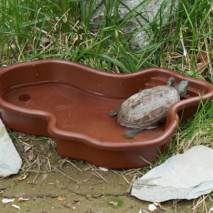 Reptile Tub Reptile Bathing Pool With Ramp And Basking Platform Aquarium Ornament For Turtle Bearded Dragon Gecko For Balcony