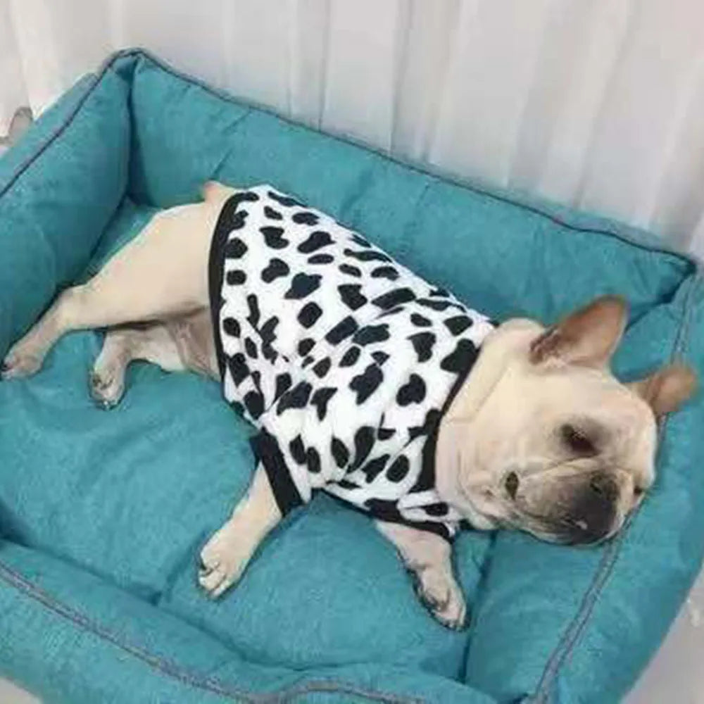 Warm Pet Clothing for Winter Soft Coral Fleece Dog Hoodies Cute Printed Puppy Small Dog Sweater French Bulldog Coat Cats Clothes