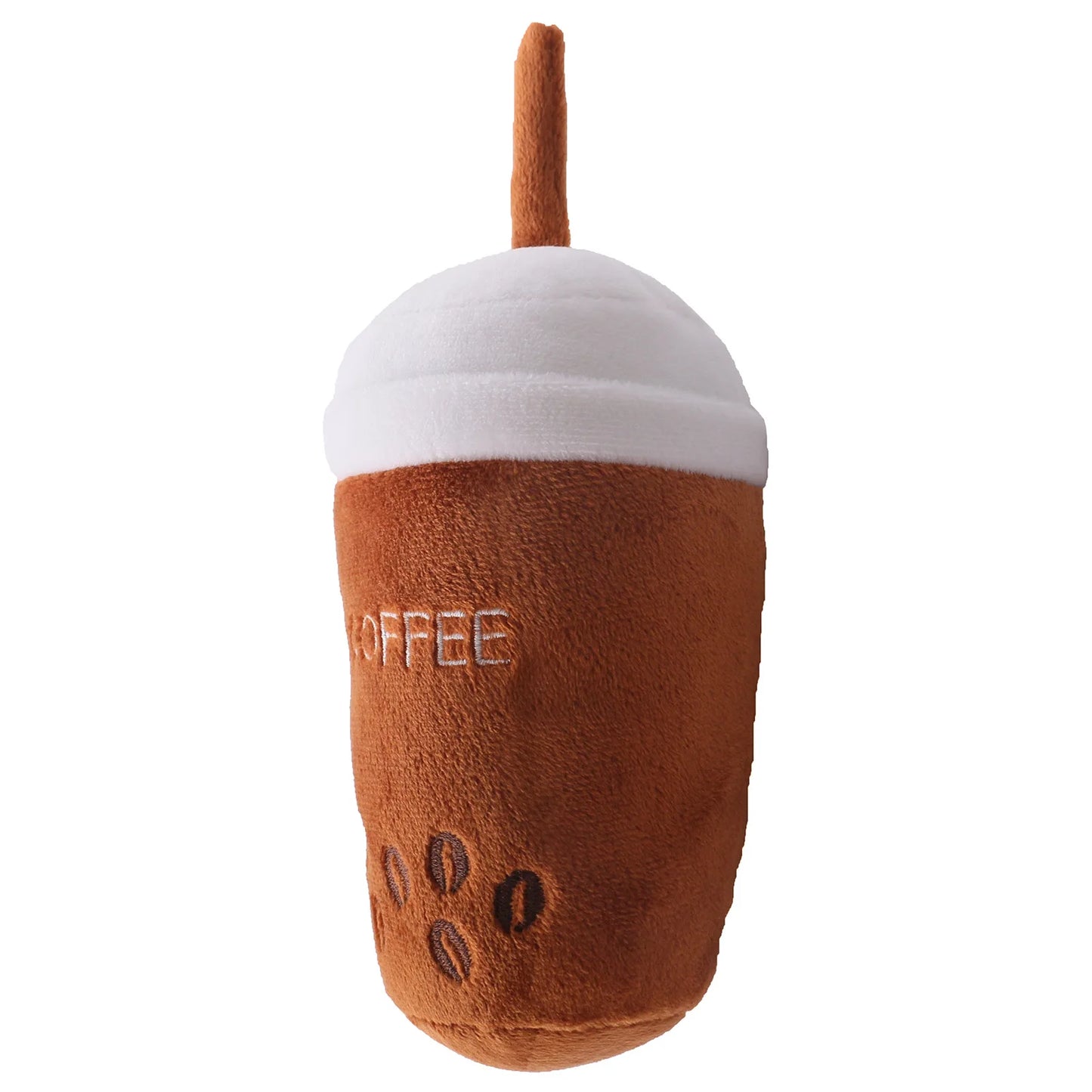 Dog Plush Toy Dog Beverage Coffee Series Plush Filled Coffee Cup Pet Toys Squeak Puppy Toys Fleece Squeak Toys