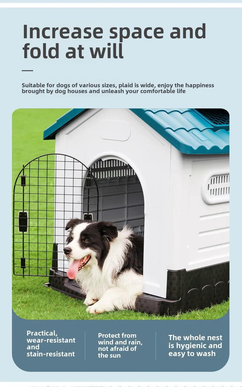 Outdoor Rainproof Pet Nest Four-season Universal with Toilet Plastic Kennel Sunscreen Dog Shed with Toilet with Toile