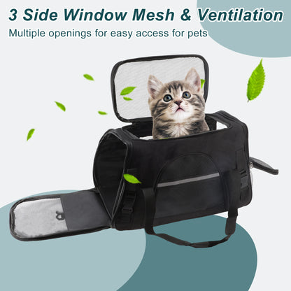 UXCELL Pet Carrier Puppy Carrier Dog Bags for Small Cats Dogs Puppies Up to 13 Lbs Black 600D Oxford Cloth Pet Carriers