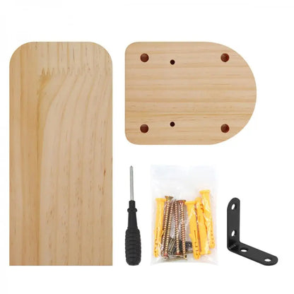 4 Pieces Wooden Wall Mounted Cat Bowl with Small Cat Jumping Pedal for Kitten Climbing and Eating Indoor Pet Furniture