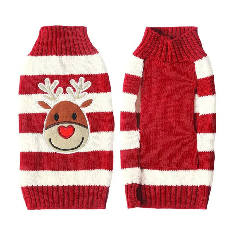 Christmas Dog Clothes Winter Dog Sweater Knitted Warm Coat Pet Clothing for Small Medium Dogs Costume Striped Print Dog Pullover