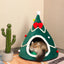 Christmas Hat Shape Creative Pet Bed Soft Plush Winter Semi-enclosed Cute Cat And Dog Bed Warm Comfortable 45cm Mini Bed Tent