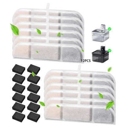 6/12 Pack Cat Water Fountain Filter,Pet Fountain Filter Replacement Filters Compatible with 84oz/2.5L Cat Water Fountain