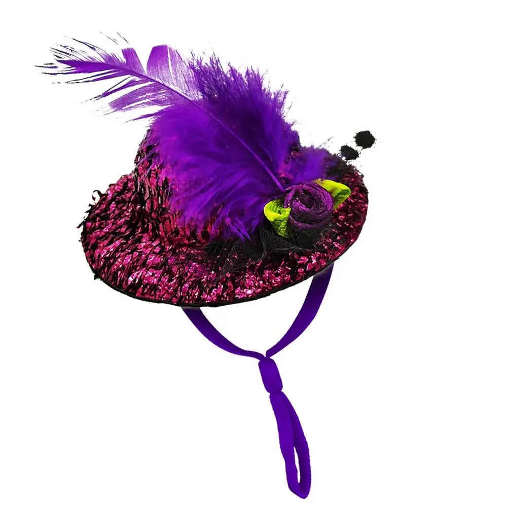 Chicken Feather Hat Wear-Resistant Hen Pet Headdress Feather Top Hat Rooster Duck Parrot Hamster Poultry Fashion Show Clothing