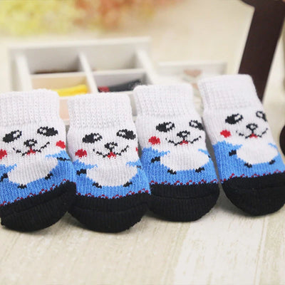 4pcs/Set Dog Shoes For Small Dogs Anti Slip Cat Socks For Cat Cute Dog Socks Pet Chihuahua Dog Clothes Christmas Dog Accessories