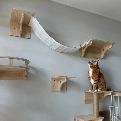 Cat Nest Wall Mounted Cat Climbing Shelf Cat Hammock Double Platform for Cats Climbing & Playing Detachable For Cleaning Thicken