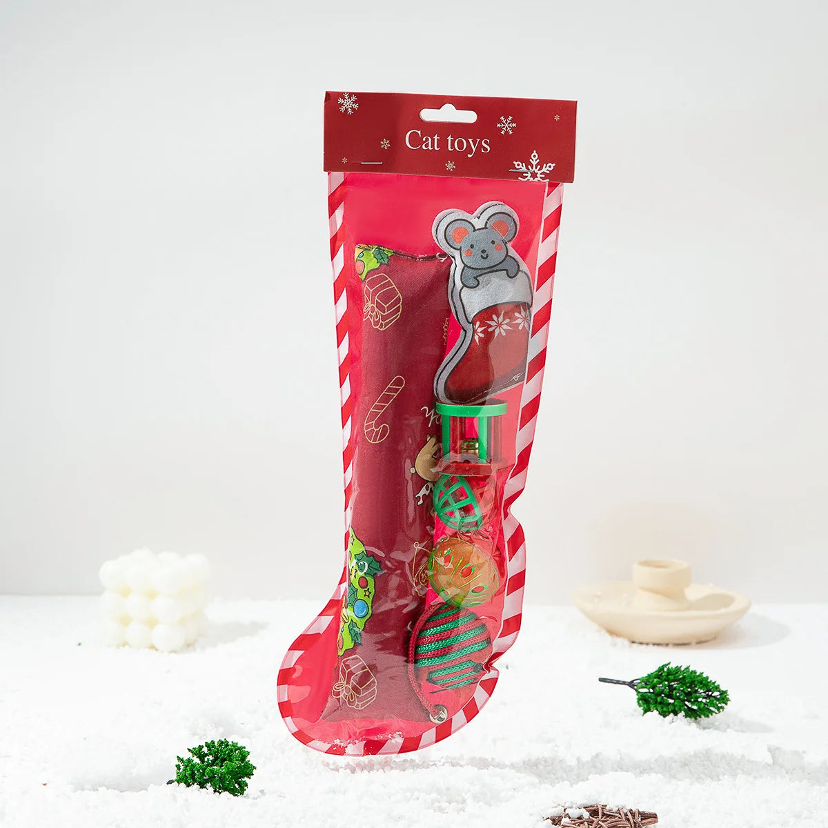 Cat Toy Cat Teaser Sticks Christmas Cat Toy Set New Product Cat Fun Stick Bell Ball Fun Interactive Pet Supplies