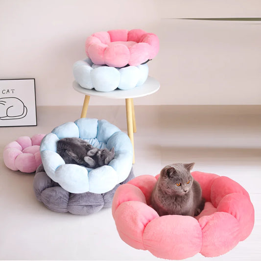 Cat Beds Petal Shaped Winter Warm Sleeping Cat Nest Soft Plush Pet Bed Dog Basket Cushion Cat Bed Cat Cushion Animal Sleeping