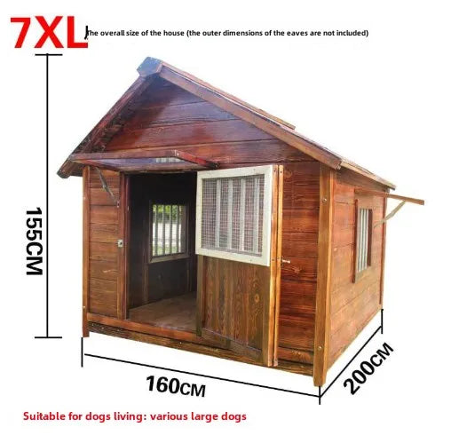 Dog House Outdoor Waterproof  Solid Wood Dog Villa with Yard Outdoor Rainproof Type Four Seasons Universal Pet Kennel