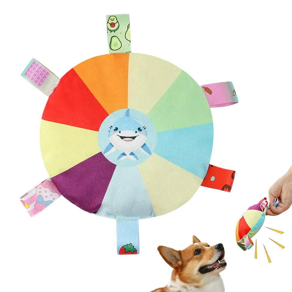 Plush Squeaky Dog Toys Interactive Chewing Squeaky Toy for Puppy Squeaky Dog Chew Toy Disc Shape Plush Dog Toys for Puppies