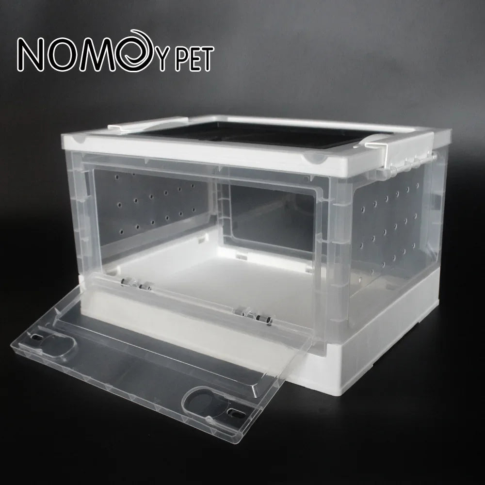 Foldable Reptile Feeding Box Anti-Drop with Screen Ventilation Spider Lizard Reptile Terrarium Hatching Container Habitat
