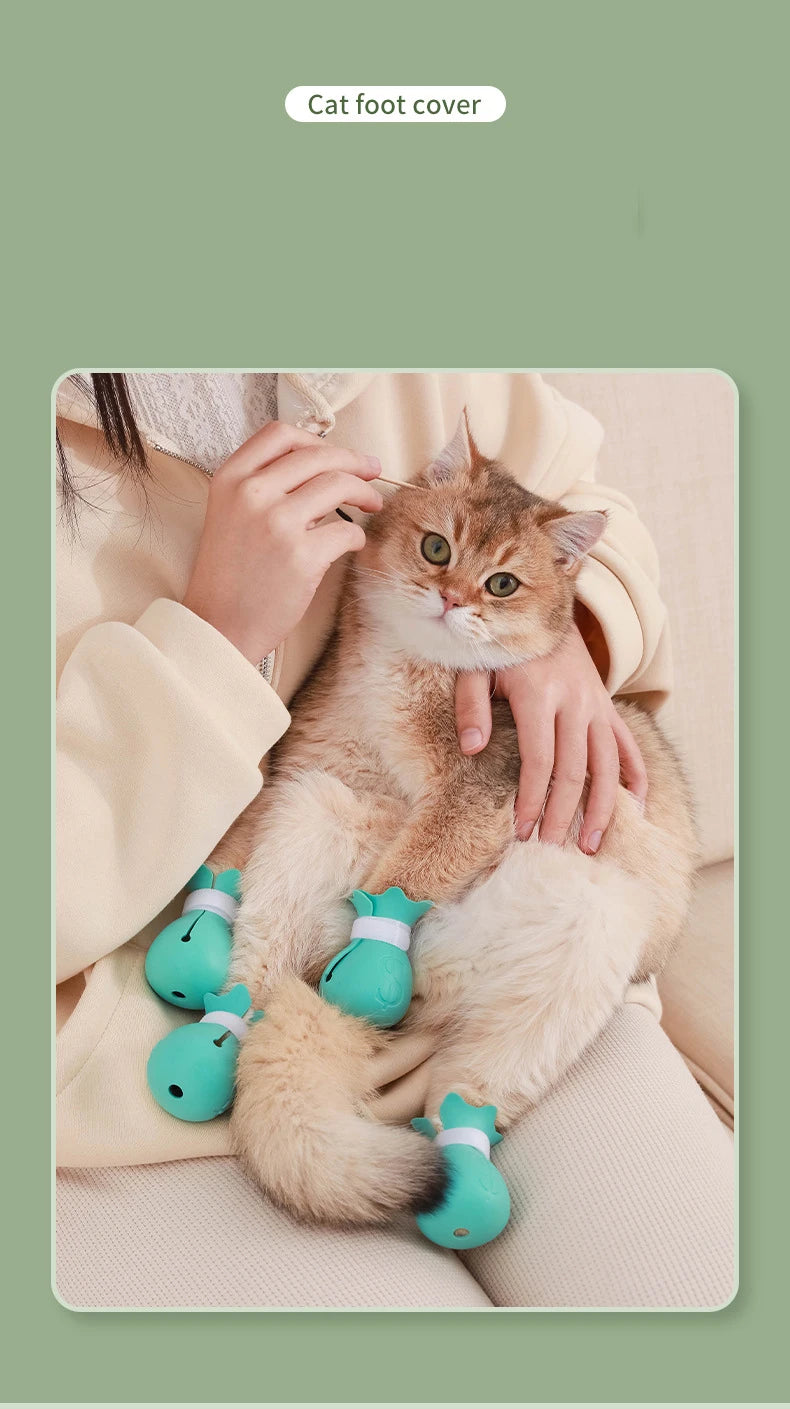 Silicone Anti-scratch Cat Foot Shoes for Grooming Bath Washing Claw Paw Cover Protector Silicone Pet Grooming Tools