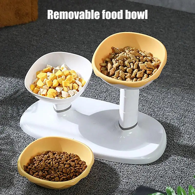 Cat Dishes For Food And Water Height Adjustable Pets Water And Food Bowl Set Large Capacity Cat Food Feeder And Waterer Set For