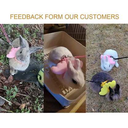 Small Animal Rabbit Harness with Leash Cute Bunny Collar Pet Bunny Supplies Cat Harness & Leash Set for Adult Guinea Pig Ferret
