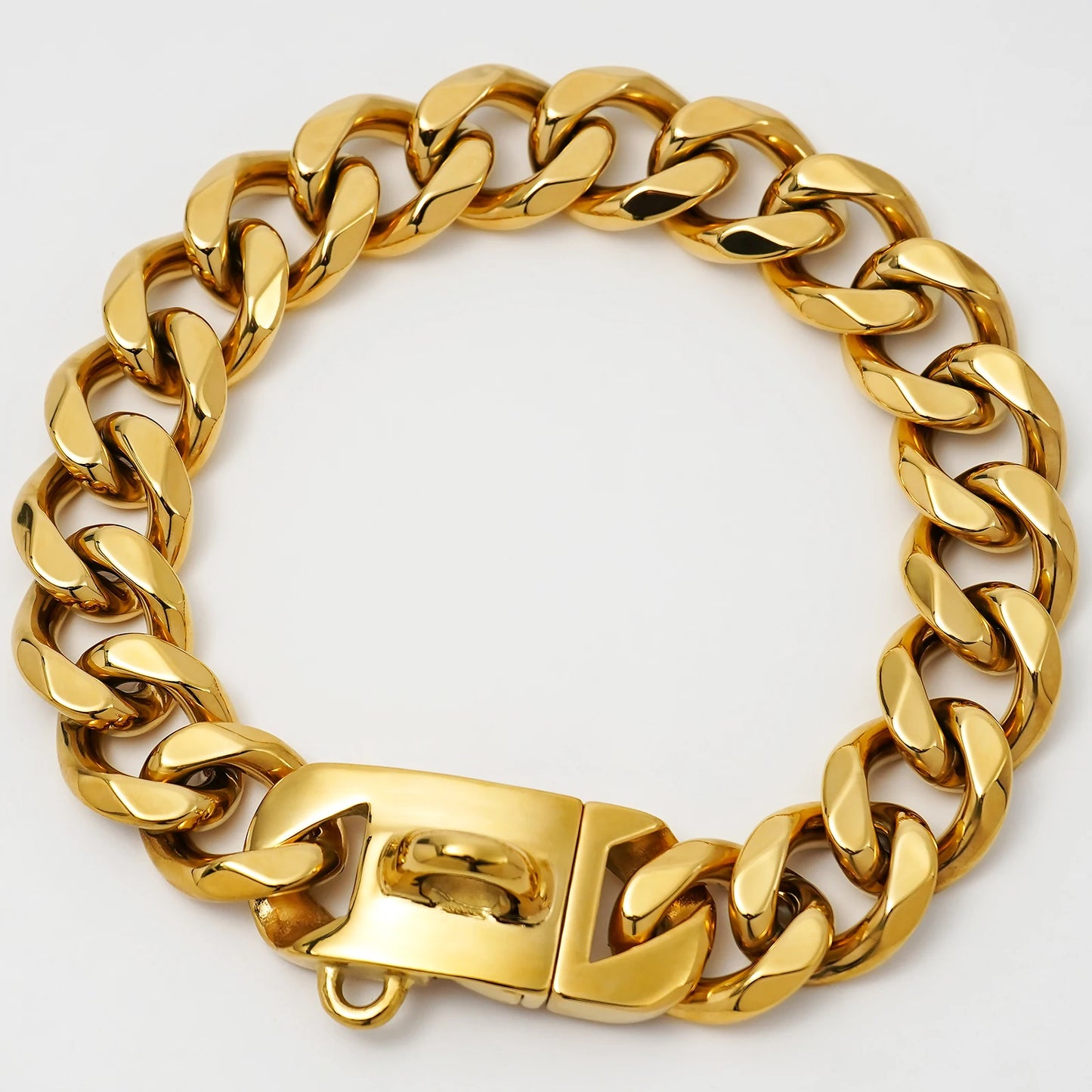 Stainless Steel 23mm Gold Dog Chain Collar Chew Proof Pet Chains Cuban Link Large Dog Collars